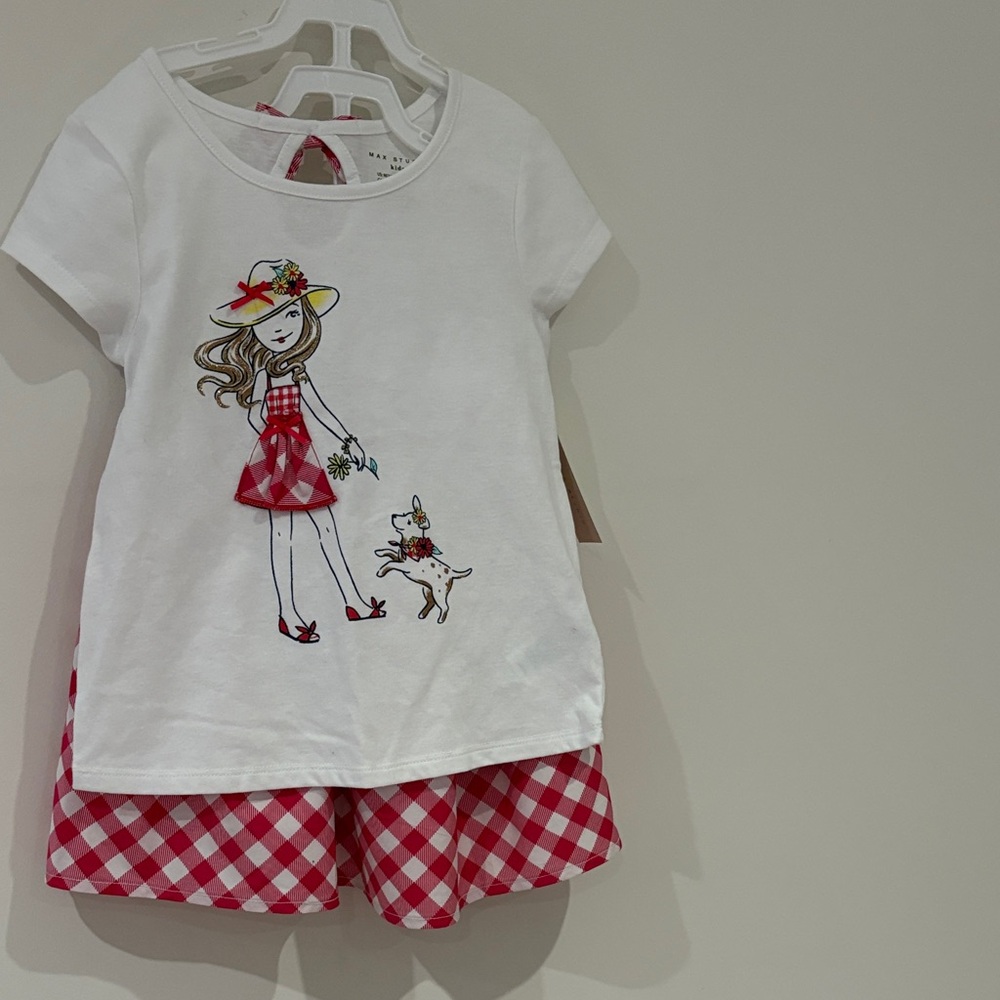 NWT Girls' White and Red Graphic Summer 3-piece Set